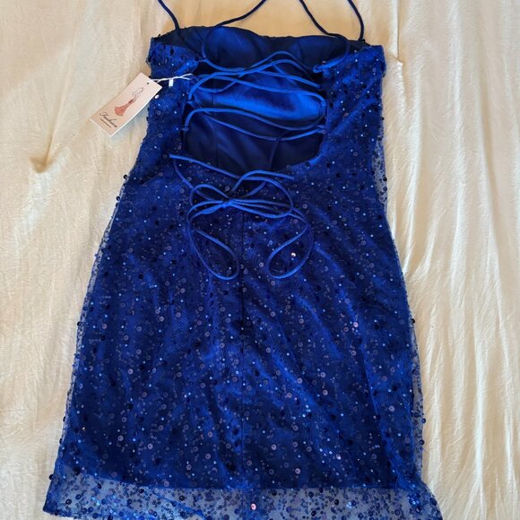 Royal Blue Sequins Dress - Size 6 - Picture 3 of 5